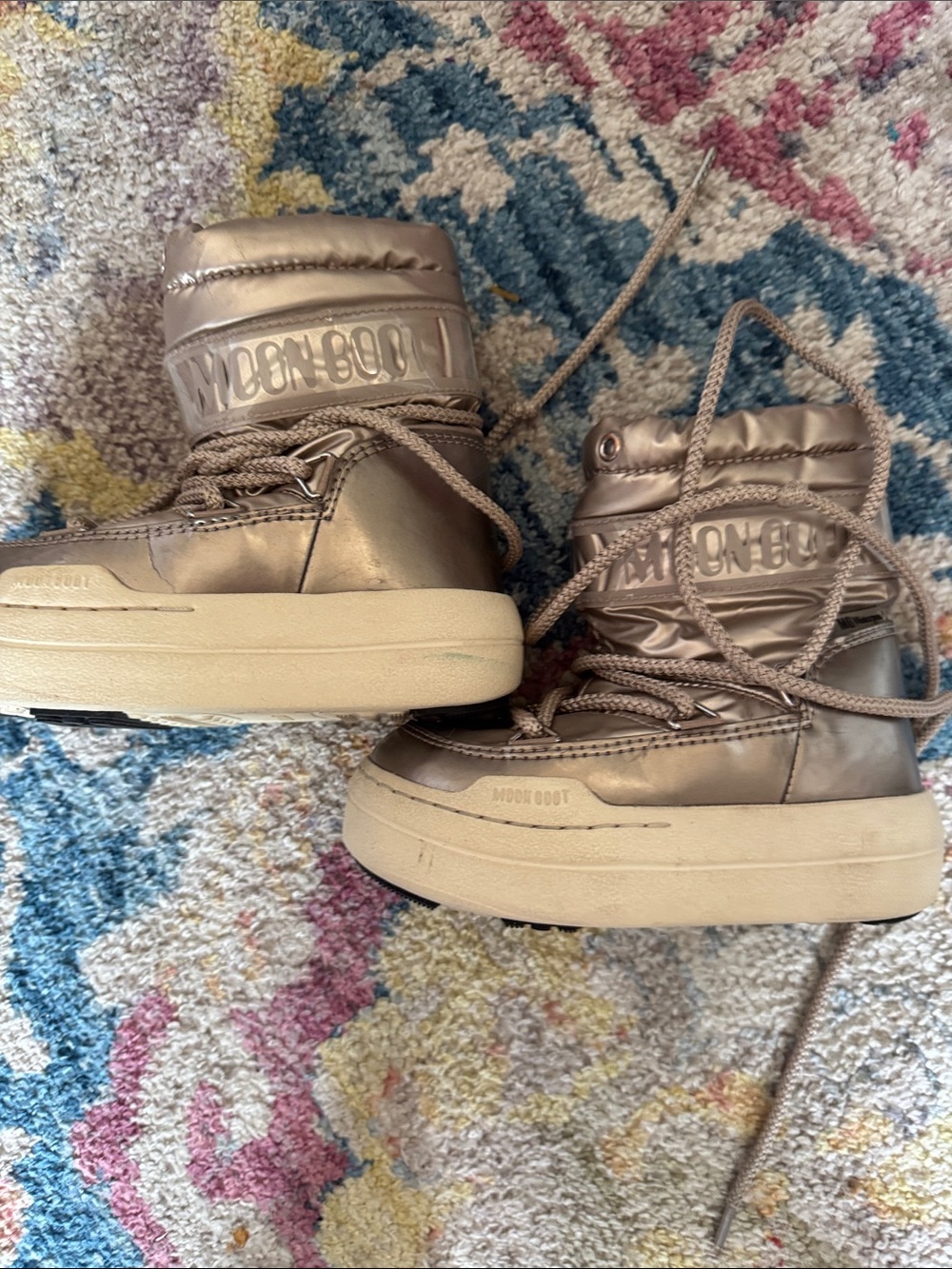 Moon Boot Kids Metallic Bronze Tan Winter Boots